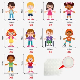 50Pcs Diversity Students Cutouts Bulletin Board Decorations, Multicultural Children Cutouts for Celebrating Inclusive Children for Kindergarten, Elementary, Nurse School Back to School Classroom Decor