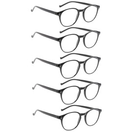 NORPERWIS NORPERWIS 5 Pairs Reading Glasses - Standard Fit Spring Hinge Readers Glasses for Men and Women (5 Pack Black-2, 1.25)
