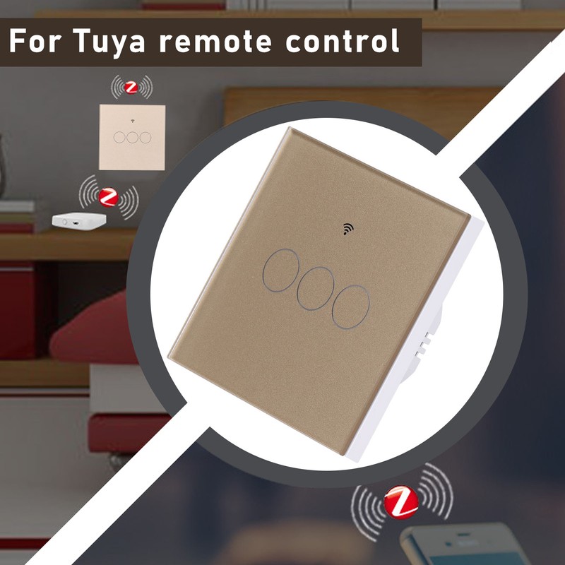 For Tuya Zigbee Light Switch 3‑Gang Remote Control Touch Switch
