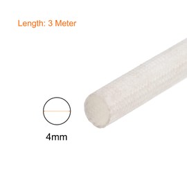 Rebower Fibreglass Sleeve Insulated Cable Protection Tube - 9.8 Ft-4 mm / White