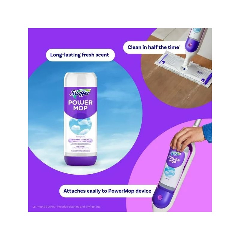 Swiffer Power Mop Cleaning Solution, Fresh Scent, 0.75L