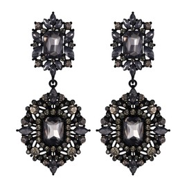Flyonce Women's Crystal Wedding Art Deco Vintage Style Gatsby Chandelier Dangle Earrings Grey
