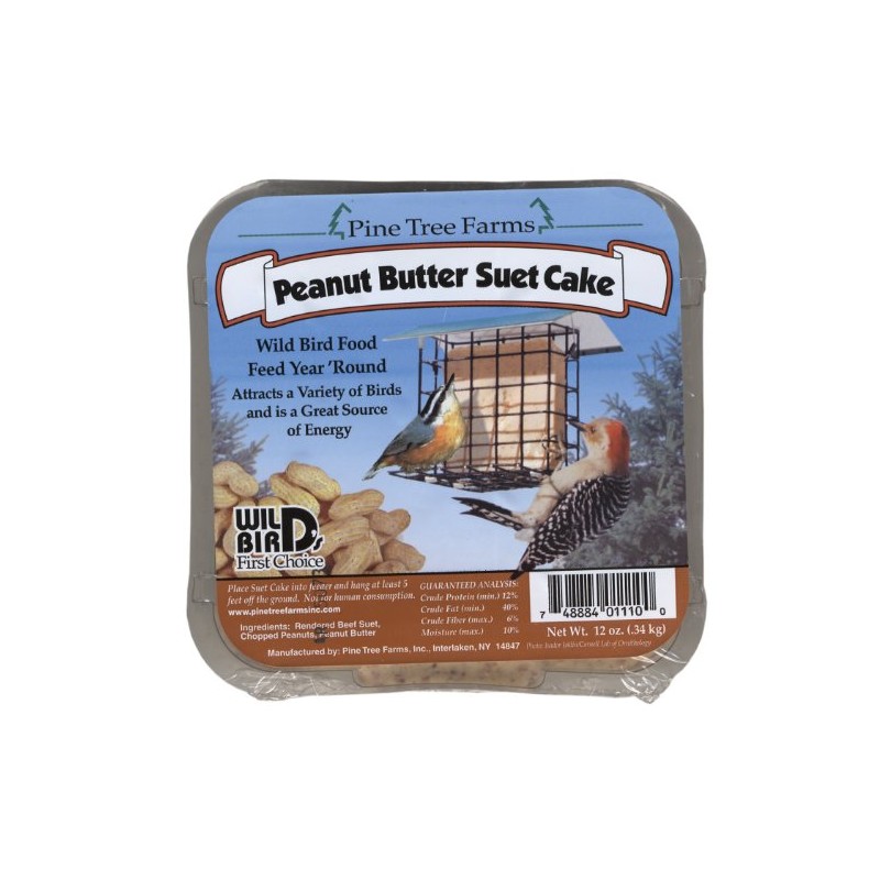 Pine Tree Farms 1110 Suet Peanut Butter Cake, 12-Ounce