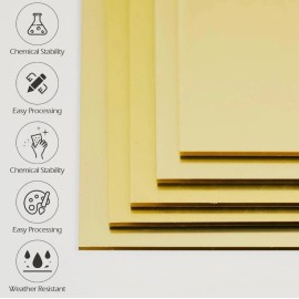 Acrylic Mirror Acrylic Gold Plexiglass  1/8" x 12" x 24” Plastic Sheet - Pack 5
