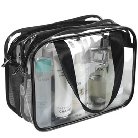 Auseibeely Clear Toiletry Bag for Women Men, Portable Large Travel Makeup Bag, Waterproof & Draining Transparent Cosmetic Bag, Carry On Airport Airline Compliant Bag