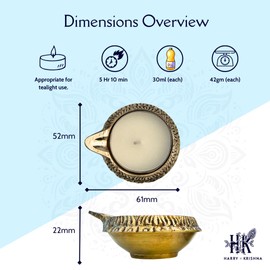 Handcrafted Brass Diya - Traditional Oil Lamp for Diwali, Pooja, Festivals & Home Decor | Perfect Gift for Special Occasions (Medium - 61mm, 4)
