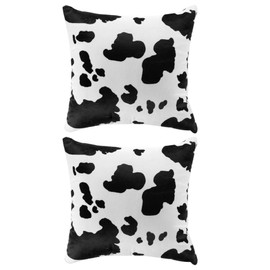 ABOOFAN Couch Cushion Covers 2Pcs Cow Print Pillow Case Cover Couch Cushion Case Decorative Square Throw Pillow Covers for Sofa Bedroom Livingroom Farmhouse Decoration Black Decor