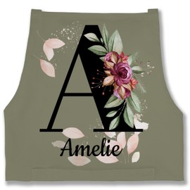 Geschenk mit Namen personalisiert by Shirtracer - Apron - Name and Initials - Letter Adjustable, 5 Sage Green
