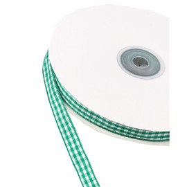 50 Yards Narrow Gingham Ribbon 3/8inch Plaid Ribbon Grid Woven Lace Trim for Jewelry Making Gift Wrapping Bows Floral Bouquet Home Decor (Christmas Green)