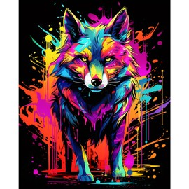 Tucocoo Wolf Colourful Paint by Numbers Kits 40 x 50 cm Canvas DIY Digital Oil Painting for Adults with Brushes and Acrylic Pigment - Animal Realistic Cartoon Graffiti Style for Home Decor (Frameless)
