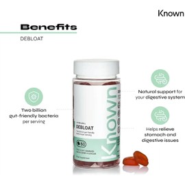 Known Delicious Debloat Gut Support Gummies - 2 Billion CFU Bacillus Coagulans & Vitamin C - Natural Mixed Berry Flavour - 60 Gummies, 1 Month Supply