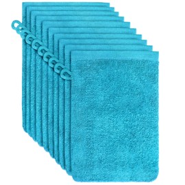 NatureMark Terry Cloth Wash Mitts, Pack of 10, Wash Cloth, 100% Cotton, Turquoise