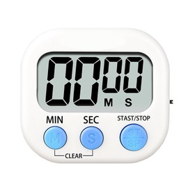 ALLVD Timer Kitchen / Learning Timer Up to 99 Minutes 59 Seconds Countdown Easy to Read Large Screen LCD Operation, Easy Rack, Loud Suction Capable (White)