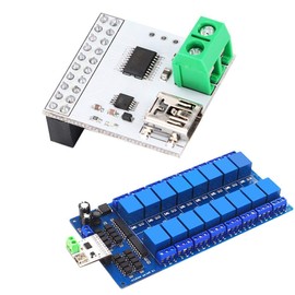 5 V 16 Channel Relay Module, DC 5 V USB Relay Module Computer Switch Control with Integrated USB Interface/High-Quality Circuit Boards, Default