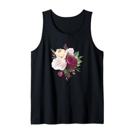 Vintage Rose Shirt Flower Floral Art Boho White Roses Tank Top