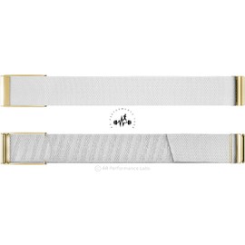 AR LABS SuperKnit Luxe Whoop 4.0 Compatible Band | Premium Ultra-Soft Weave | Stainless Steel Precious Metal PVD Treated | Includes Hook, Clasp & Slider – UK Company (Arctic White with Gold)