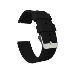 BARTON WATCH BANDS Soft Silicone Quick Release Watch Band Straps, Black, 20mm