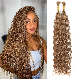 DSEKCAIN Double Drawn Bulk Human Hair for Braiding No Weft Only Hair for Micro Braids Crochet Hair for Bohemian Box Braids 100 Grams (2 of 50 g) 20 inch Water Wave #27