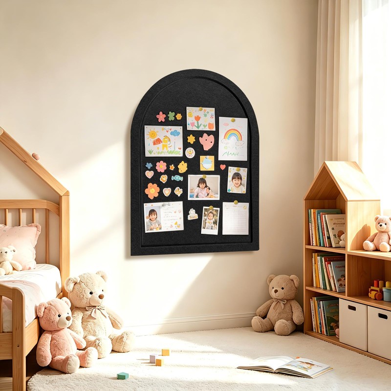 VABAMNA Arched Felt Bulletin Board 24" x 18", Grooved Edge