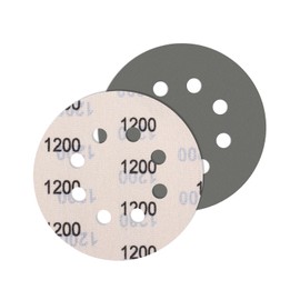 JatilEr Pack of 5 Sandpaper 125 mm Velcro Grit 1200, Round 8 Holes Fine Wet Dry Sanding Discs Silicon Carbide Random Orbital Sander Sanding Paper for Polished Car Metal Wood