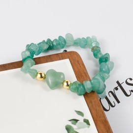 MILAKOO Chip Bracelet Gemstone Bracelet Heart Shape Stretch 7Chakra Women's Bracelet, Length:, No gemstone