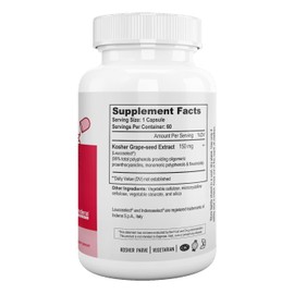 Nutri Supreme Grapeseed Extract Leucoselect, Polyphenols for Super Antioxidant Support, Cardiovascular Health, Kosher Certified 60 Capsules