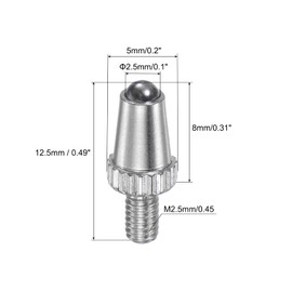 uxcell Contact Point for Dial Indicator Linear Gauge, 2.5mm Diameter Carbide Ball Tip M2.5 Thread 8mm Length