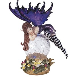 ICE ARMOR 6" H LED Light Purple Fairy with Clear Wings Statue Fantasy Decoration Figurine
