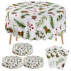 6 Pack Christmas Table Cover 84 Inch Round Holly Berry