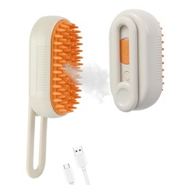 Nesgther Upgrade Electric Cat Brush, Multifunctional Steam Brush for Dogs and Cats, Pet Hair Removal Comb with Massage, 3 in 1 Hair Removal Comb with Spray Massage (Orange Brown)