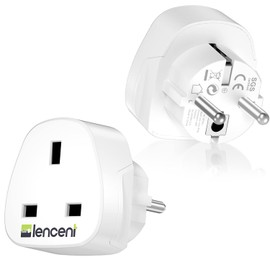 LENCENT 2 x Travel Adaptor UK Plug to DE European Socket [3250W/13A MAX], UK Adapter, UK Ireland Adapter, Travel Adapter English to German Socket