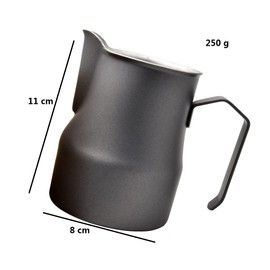 Abcsea 1 Piece Milk Foam Jug, Pitcher Jug, Stainless Steel, Foaming Cup for Coffee and Latte Art, Foaming Milk, European Style, Black 500 ml/17 oz