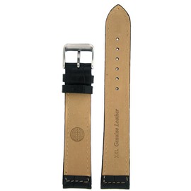Tech Swiss Watch Band Genuine Leather Extra Long Black Alligator Grain 22 millimeter