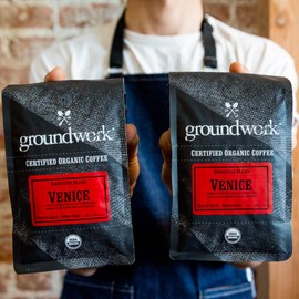 Groundwork Organic Whole Bean Medium Roast Coffee, Venice Blend, 12 oz Bag (Pack of 2)