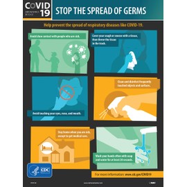 NMC Stop The Spread of Germs Poster, 24 X 18, UNRIPPABLE Vinyl, Multi-Color