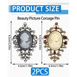 ZAMXHUG 2 Pieces Cameo Brooch, Cameo Brooch, Vintage Cardigan Clips, Vintage Antique Cameo Women's Brooch Pin for Coat, Jacket, Dress, Scarf, Decoration, Accessories