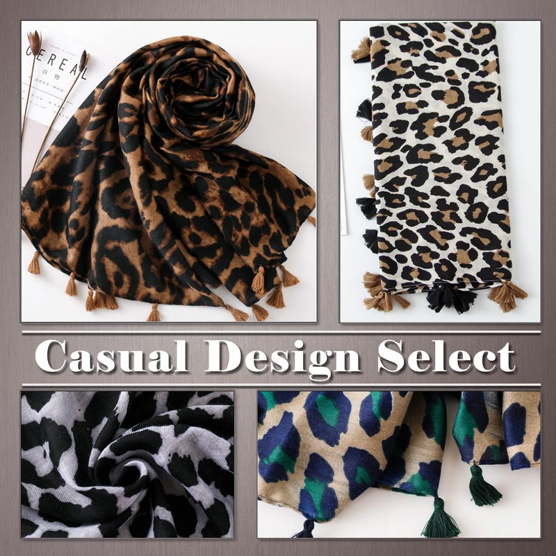 ONE LIMITATION SF002 Women's Scarf, Large, Leopard Print, Animal Casual,