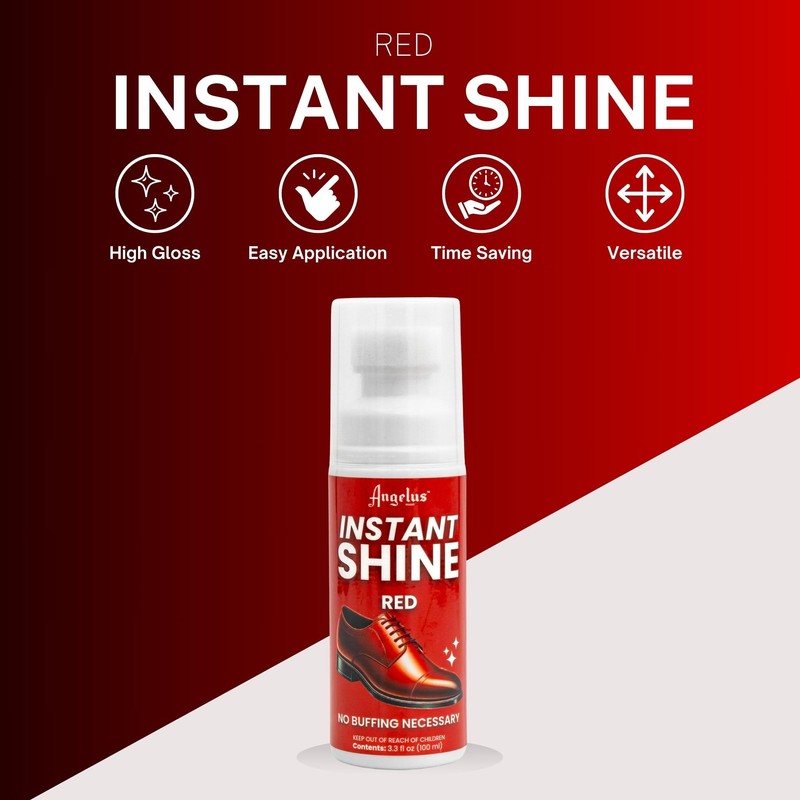 Angelus Instant Shine Liquid Shoe Polish Red 3.3oz | Applicator