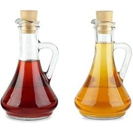 Pasabahce 80108-Set of 2 Oil & Vinegar Bottles with Plastic Corks Olivia Tuscany, Vinegar Jug and Oil Jug, Set of 2