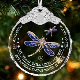 Giftelix Glass Ornament - MY SOUL KNOWS YOU'RE AT PEACE - Memorial Christmas Ornaments - Sympathy Gift for Loss of Loved One - Grief Gift - Funeral Keepsake - Ornaments for Christmas Tree - Xmas Decor