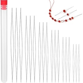 Pack of 18 beading needles, large eye bead needles, bead needles, large eye bead needles, stainless steel sewing needles, for bracelet, jewellery, crafts and jewellery making with needle bottle (6