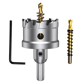 ASNOMY Tungsten Carbide Tip Hole Saw Drill Bit for Carbide 1.9" T.C.T Hole Saw Cutter with 2 Pilot Drills for Metal, Stainless Steel, Iron, Wood, Plastic