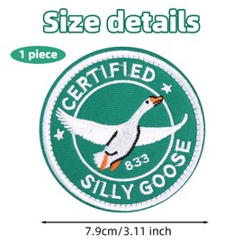 Gosknor Funny Goose Morale Patch, 3.11 Inch Diameter Silly Goose Military Patch, Round Cute Animal Meme Embroidered Emblem Applique, Repairing Cloth for Backpack Bag Hat Vest Jean Dog Harnesses