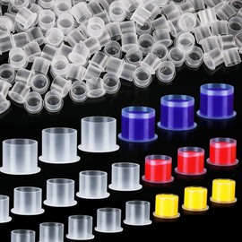 500Pcs Tattoo Ink Caps with Base Disposable Transparent Tattoo Pigment Cups 3 Sizes for Tattooing Supplies (L 500Pcs)