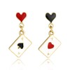 Queen of Hearts Earrings Red Heart Poker Drop Earrings for