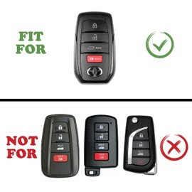 TANDRIVE Key Fob Cover for Toyota 2025 Camry and 2025 2024 2023 Corolla Crown, 4-Button, Silicone, 2-Pack, Black and Red