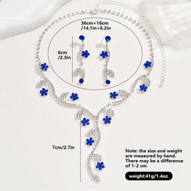 FFWTPY 2 Piece Jewellery Set Rhinestone Necklace Earring Bracelet Set for Wedding and Dinner Birthday Gift, Copper, No Gemstone