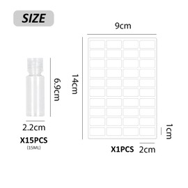 WUFGWBD 15 Pieces Of 15Ml Transparent Plastic Bottles And 1 Label Sticker, Flip Top Bottles, Cosmetic Dispensing Bottles, Travel Lotion Bottles