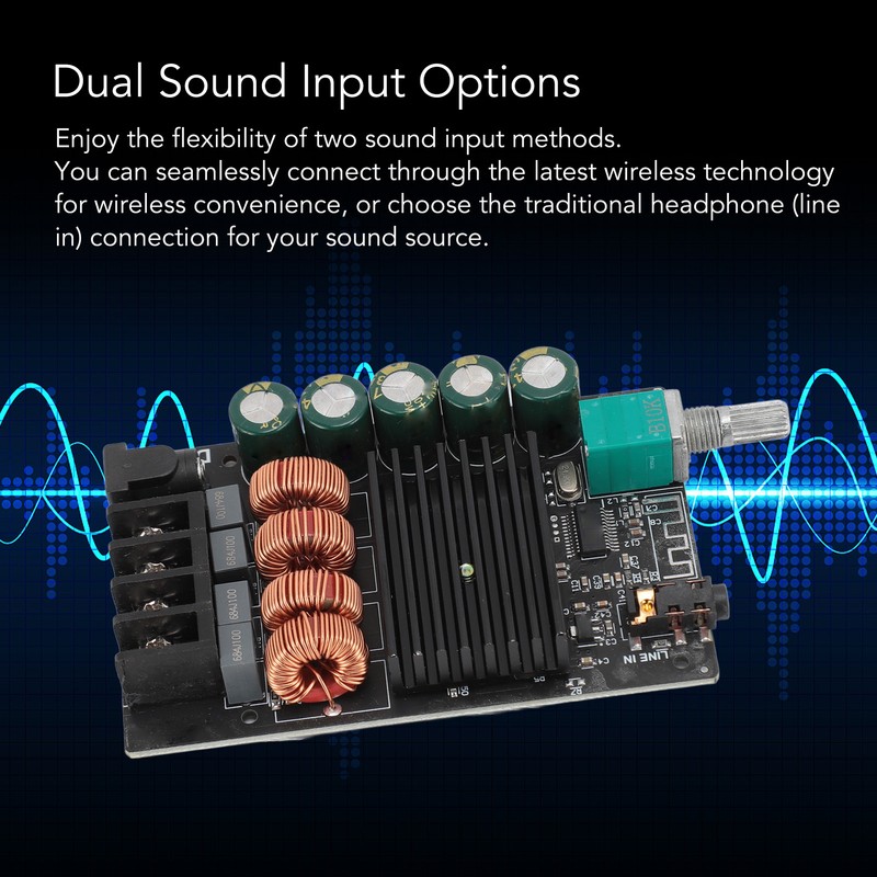 HiFi Bluetooth Power Amplifier Board Dual TPA3116D2 Chips AUX Bluetooth