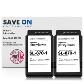 Save On Postage 2-Pack Red Ink Cartridge Compatible with SendPro® Mailstation Postage Meter Machines – Replacement Inkjet Cartridge for Model Compatible Pitney Bowes SL-870-1 w/OEM Compatibility
